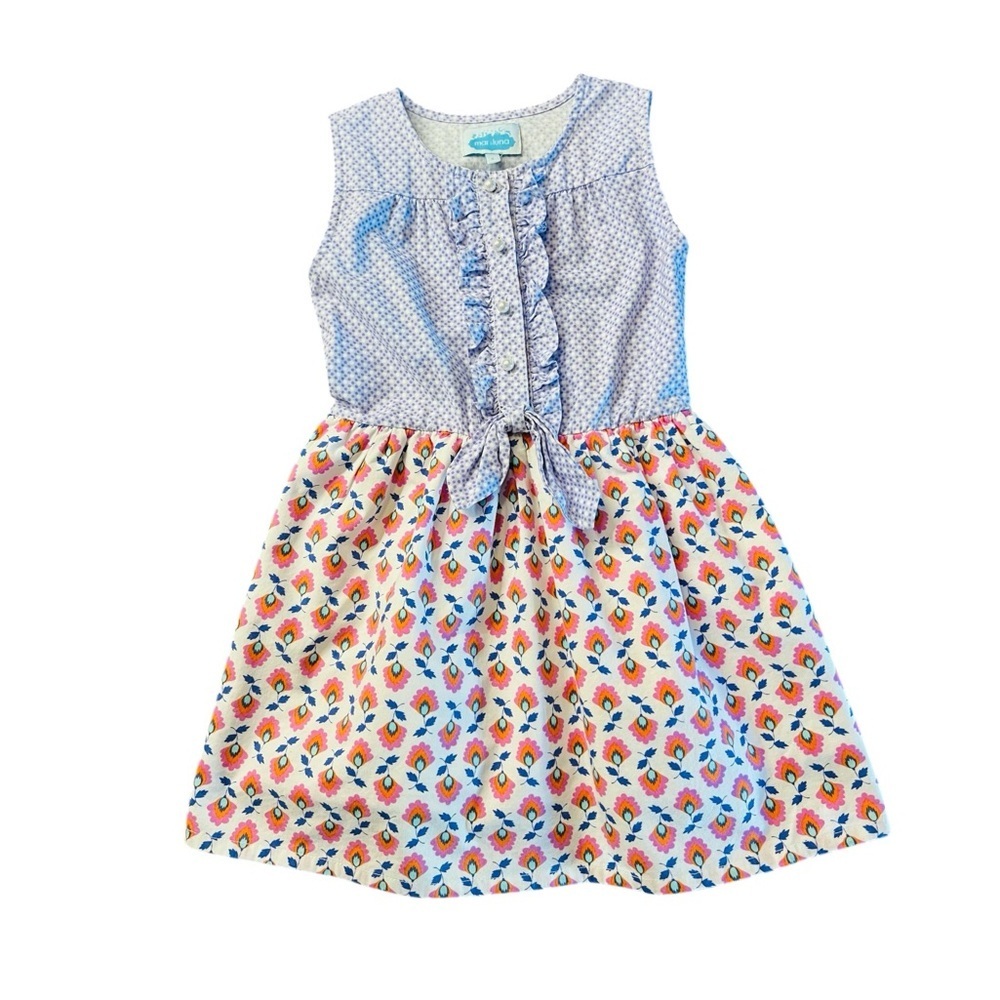 Mar & Luna Charming Kids Dress in Purple and Pink Multi Pattern Size 6